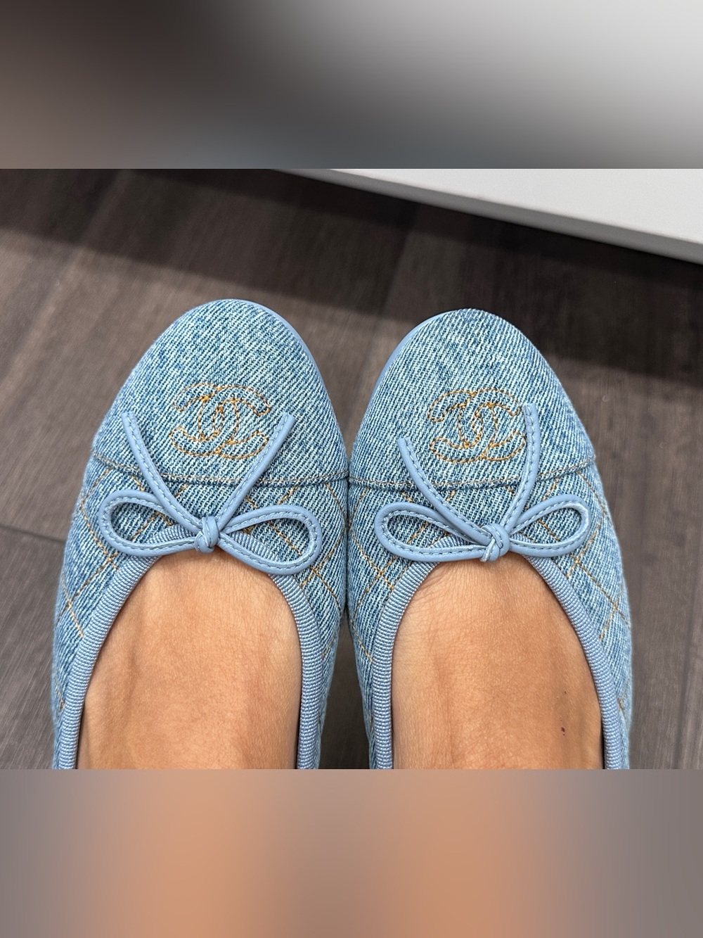 CHANEL 2026B Blue Quilted Denim Ballet Flats - Classic Logo size 38.5 - Picture 14 of 16